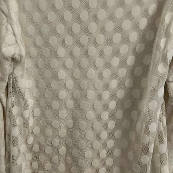 NWT MYASTREET Ivory Polka Dot Mesh Tunic Top Long Sleeve Stretch One Size - Picture 6 of 7